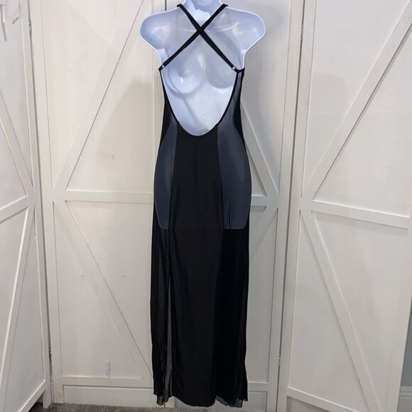Dreamgirl Black Sheer Side Panel With High Slit Maxi Dress Size Small - Picture 5 of 14